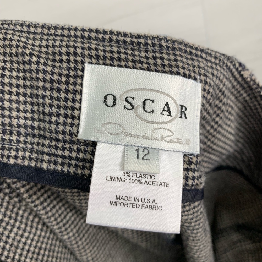 Oscar de la Renta Wool Houndstooth Print Trousers - Picture 5 of 6